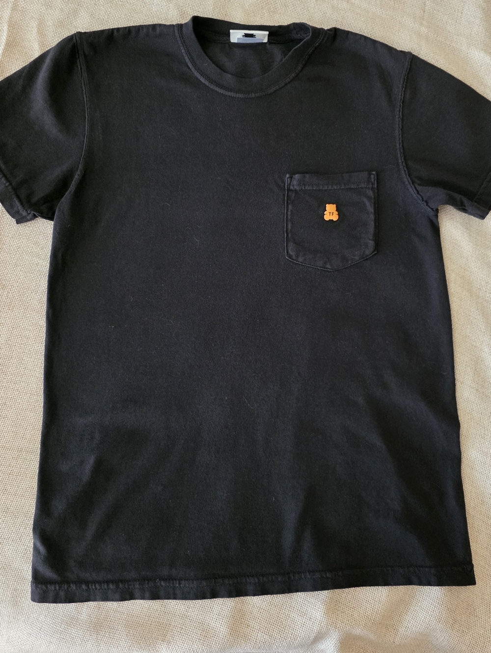 Teddy Fresh Black Tee with Small‎ Orange Patch